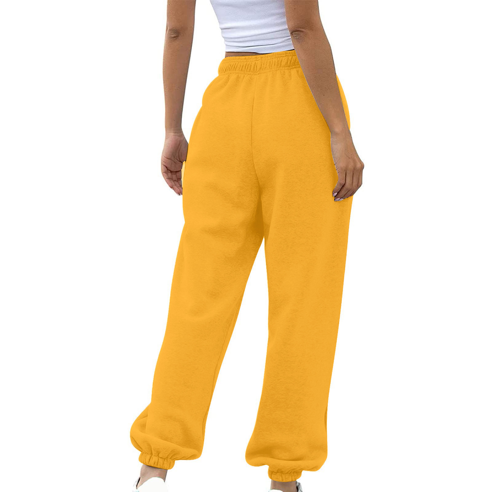 thumbnail image 5 of Pantalones de yoga de cintura alta con bolsillos para mujer - Pantalones de chándal, tejido de poliéster, ropa informal/de entrenamiento - Tallas S-XXL, 5 of 8
